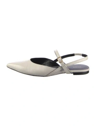 Pre-owned Celine Leather Slingback Flats In Neutral