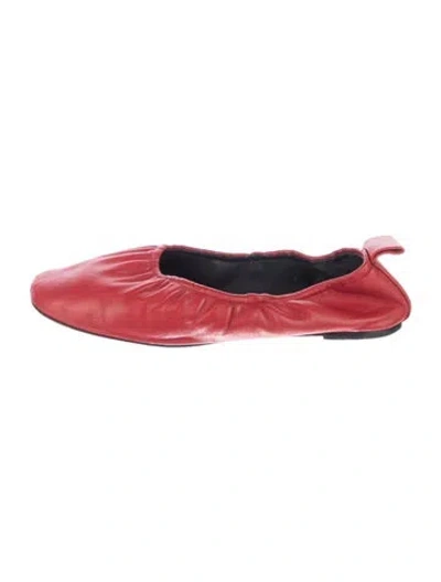 Pre-owned Celine Leather Slingback Flats In Red