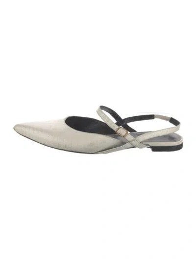 Pre-owned Celine Leather Slingback Flats In White