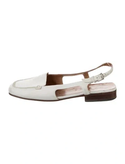 Pre-owned Celine Leather Slingback Flats In White