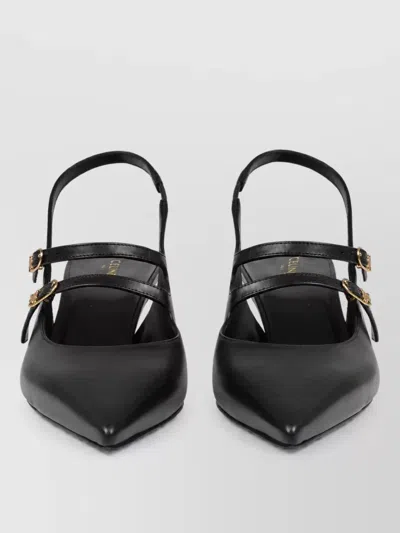 Celine Leather Slingback Mules In Black