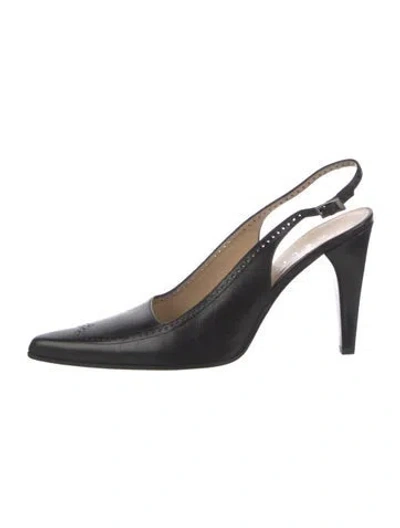 Pre-owned Celine Leather Slingback Pumps In Black