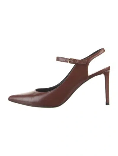 Pre-owned Celine Leather Slingback Pumps In Brown