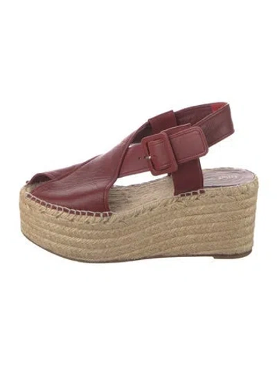 Pre-owned Celine Leather Slingback Pumps In Burgundy