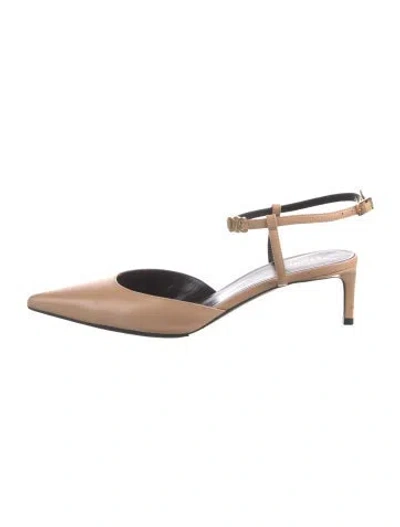 Pre-owned Celine Leather Slingback Pumps In Neutral