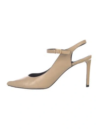 Pre-owned Celine Leather Slingback Pumps In Neutral