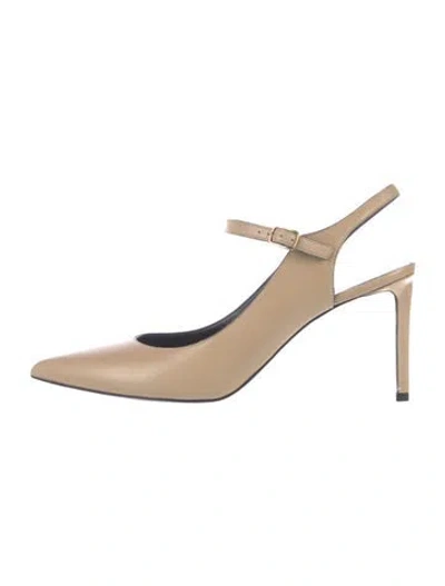 Pre-owned Celine Leather Slingback Pumps In Neutral