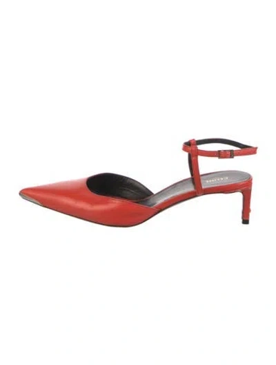 Pre-owned Celine Leather Slingback Pumps In Orange