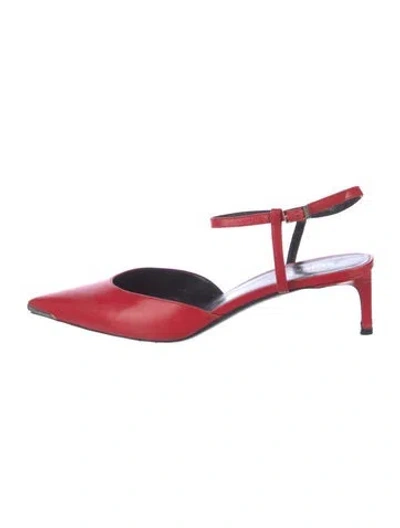 Pre-owned Celine Leather Slingback Pumps In Red