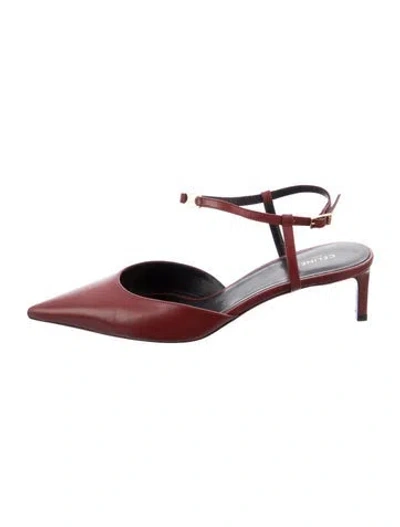Pre-owned Celine Leather Slingback Pumps In Red