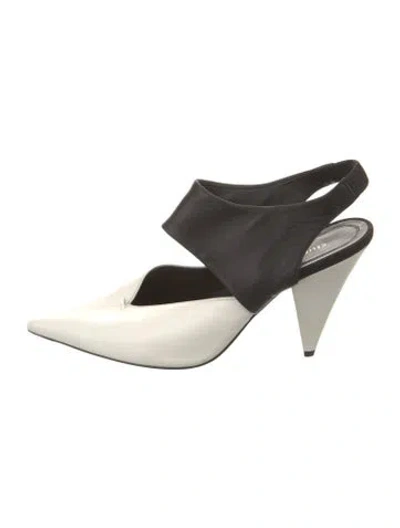 Pre-owned Celine Leather Slingback Pumps In White