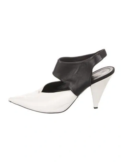 Pre-owned Celine Leather Slingback Pumps In White