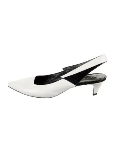 Pre-owned Celine Leather Slingback Pumps In White