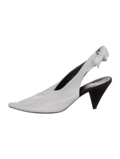 Pre-owned Celine Leather Slingback Pumps In White