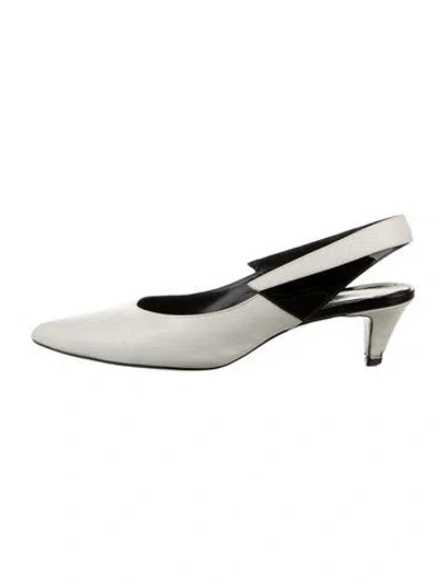 Pre-owned Celine Leather Slingback Pumps In White