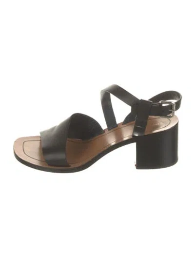 Pre-owned Celine Leather Slingback Sandals In Black