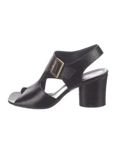 Pre-owned Celine Leather Slingback Sandals In Black