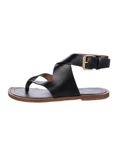 Pre-owned Celine Leather Slingback Sandals In Black