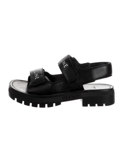 Pre-owned Celine Leather Slingback Sandals In Black