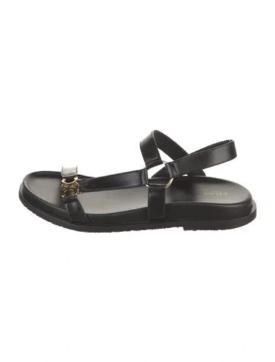 Pre-owned Celine Leather Slingback Sandals In Black