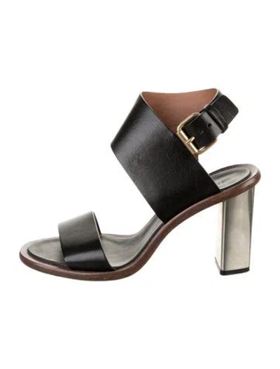 Pre-owned Celine Leather Slingback Sandals In Black