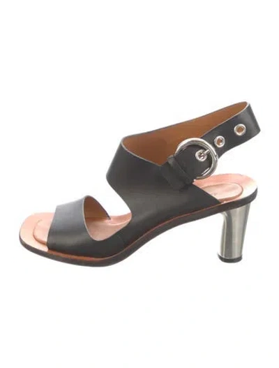 Pre-owned Celine Leather Slingback Sandals In Black