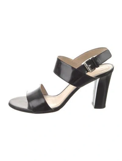 Pre-owned Celine Leather Slingback Sandals In Black