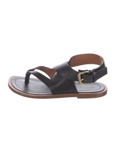 Pre-owned Celine Leather Slingback Sandals In Black