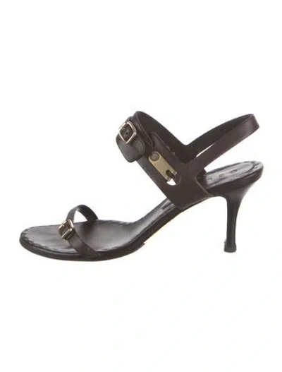 Pre-owned Celine Leather Slingback Sandals In Brown