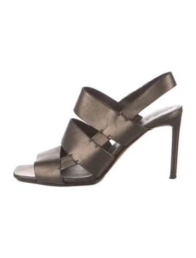 Pre-owned Celine Leather Slingback Sandals In Brown