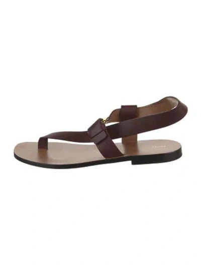 Pre-owned Celine Leather Slingback Sandals In Burgundy
