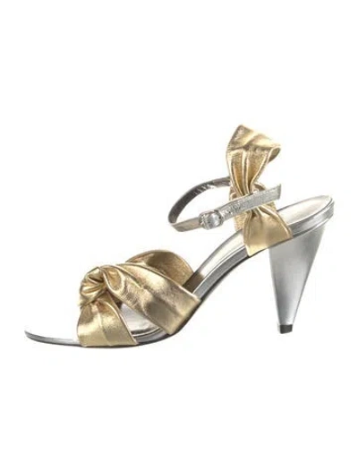 Pre-owned Celine Leather Slingback Sandals In Gold