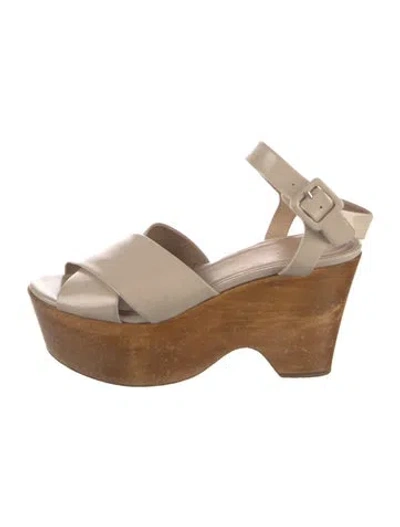 Pre-owned Celine Leather Slingback Sandals In Neutral