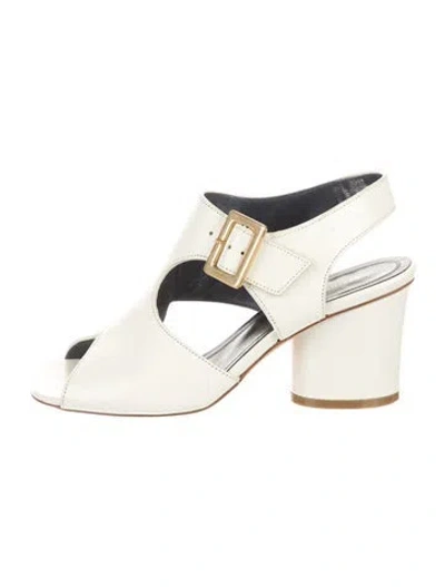 Pre-owned Celine Leather Slingback Sandals In White