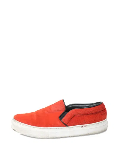 Pre-owned Celine Leather Slip-on Sneakers In Orange