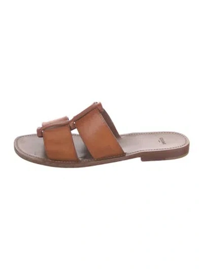 Pre-owned Celine Leather Slippers In Brown