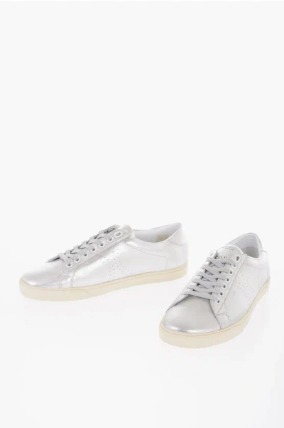 Celine Leather Sneakers In White