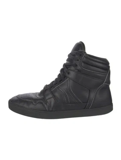 Pre-owned Celine Leather Sneakers In Black/blue
