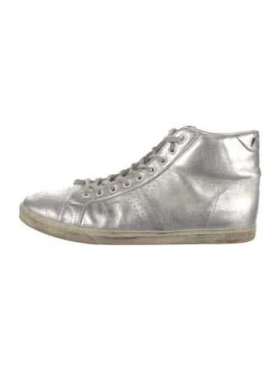 Pre-owned Celine Leather Sneakers In Silver