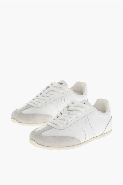 Celine Leather Sneakers With Suede Detail In White