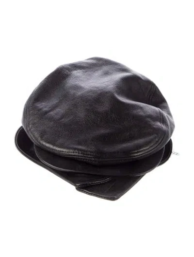 Pre-owned Celine Leather Solid Hunting Hat In Black