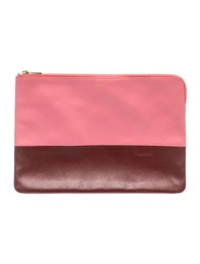 Pre-owned Celine Leather Solo In Pink