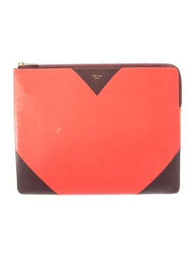 Pre-owned Celine Leather Solo In Red