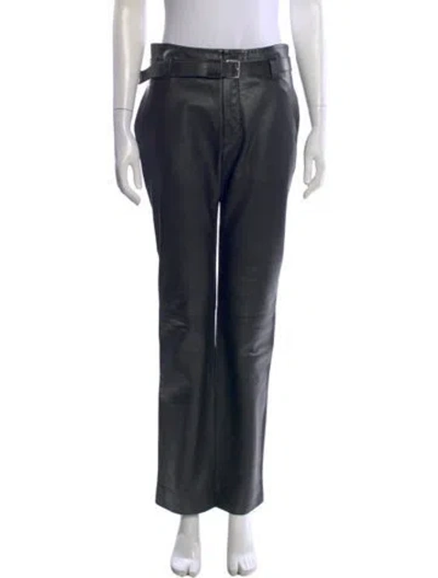 Pre-owned Celine Leather Straight Leg Pants W/ Tags In Black