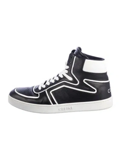 Pre-owned Celine Leather Striped Sneakers In Blue