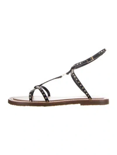 Pre-owned Celine Leather Studded Accents Gladiator Sandals In Black