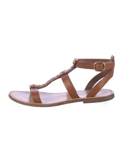 Pre-owned Celine Leather Studded Accents Gladiator Sandals In Brown