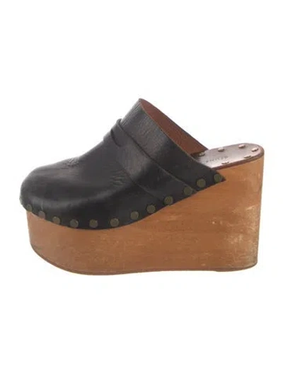 Pre-owned Celine Leather Studded Accents Mules In Black