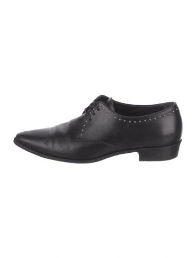 Pre-owned Celine Leather Studded Accents Oxfords In Black