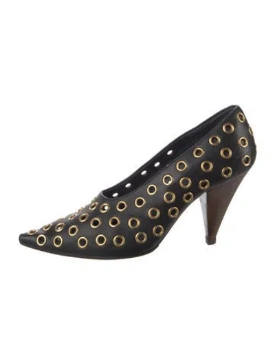 Pre-owned Celine Leather Studded Accents Pumps In Black
